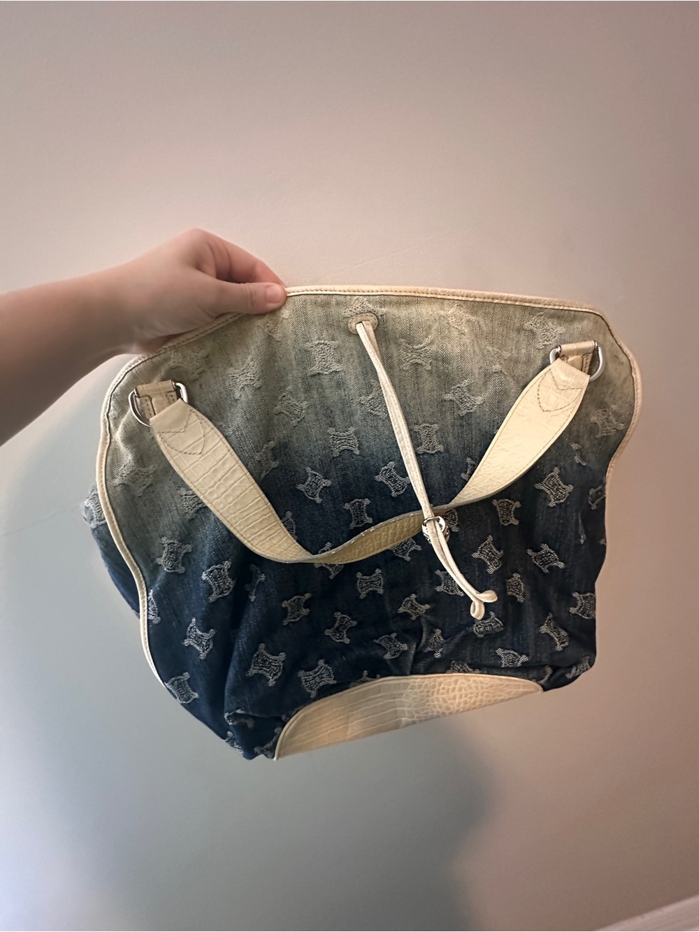Celine Macadam Bittersweet Denim Shoulder Bag Gradient Blue